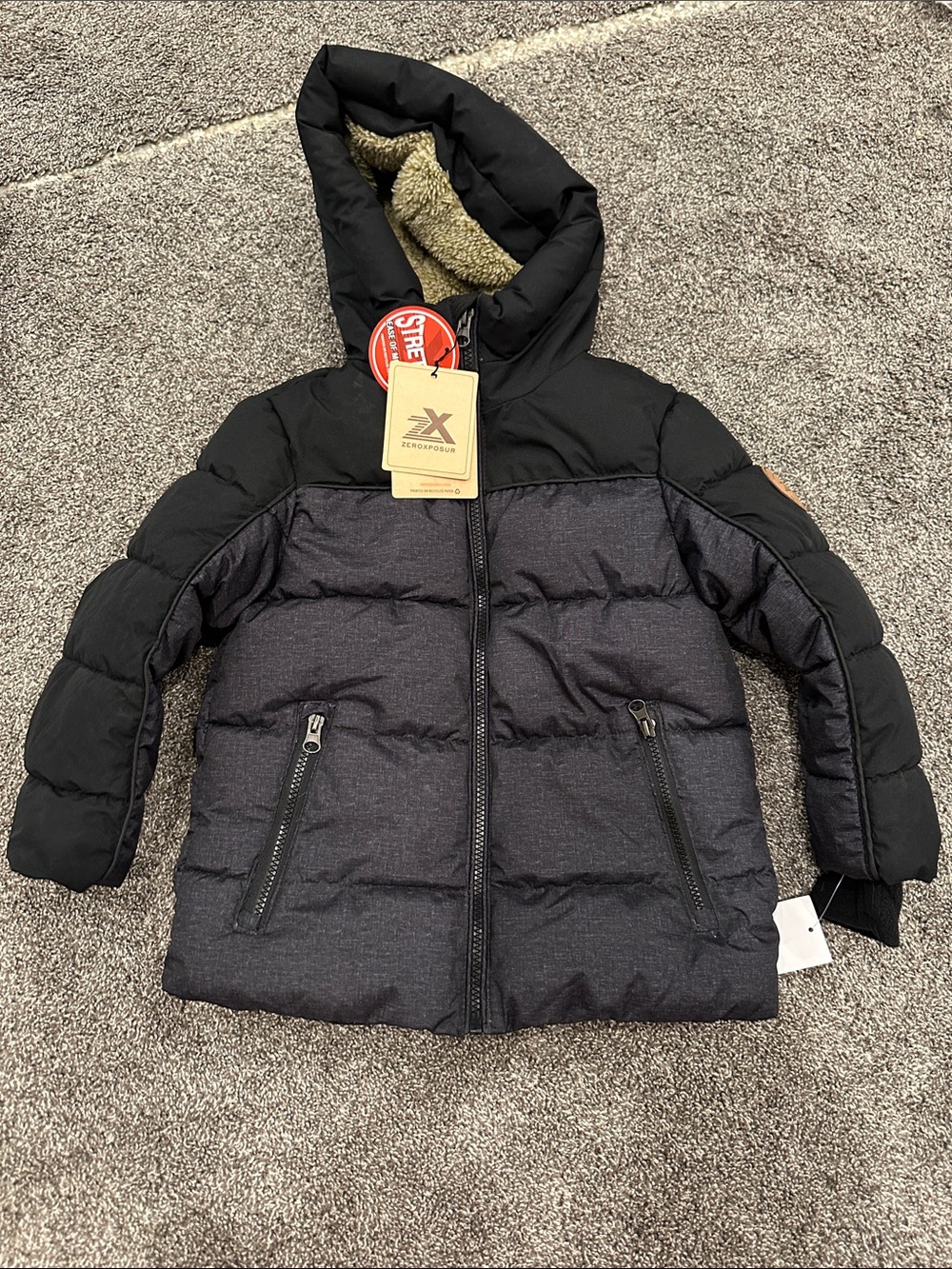 ZeroXposur Kids Black & Charcoal Hooded Puffer Jacket